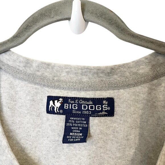 Vintage Y2K Big‎ Dogs Pullover Fleece Sweatshirt Size M Velour Women's Henley - Picture 4 of 4